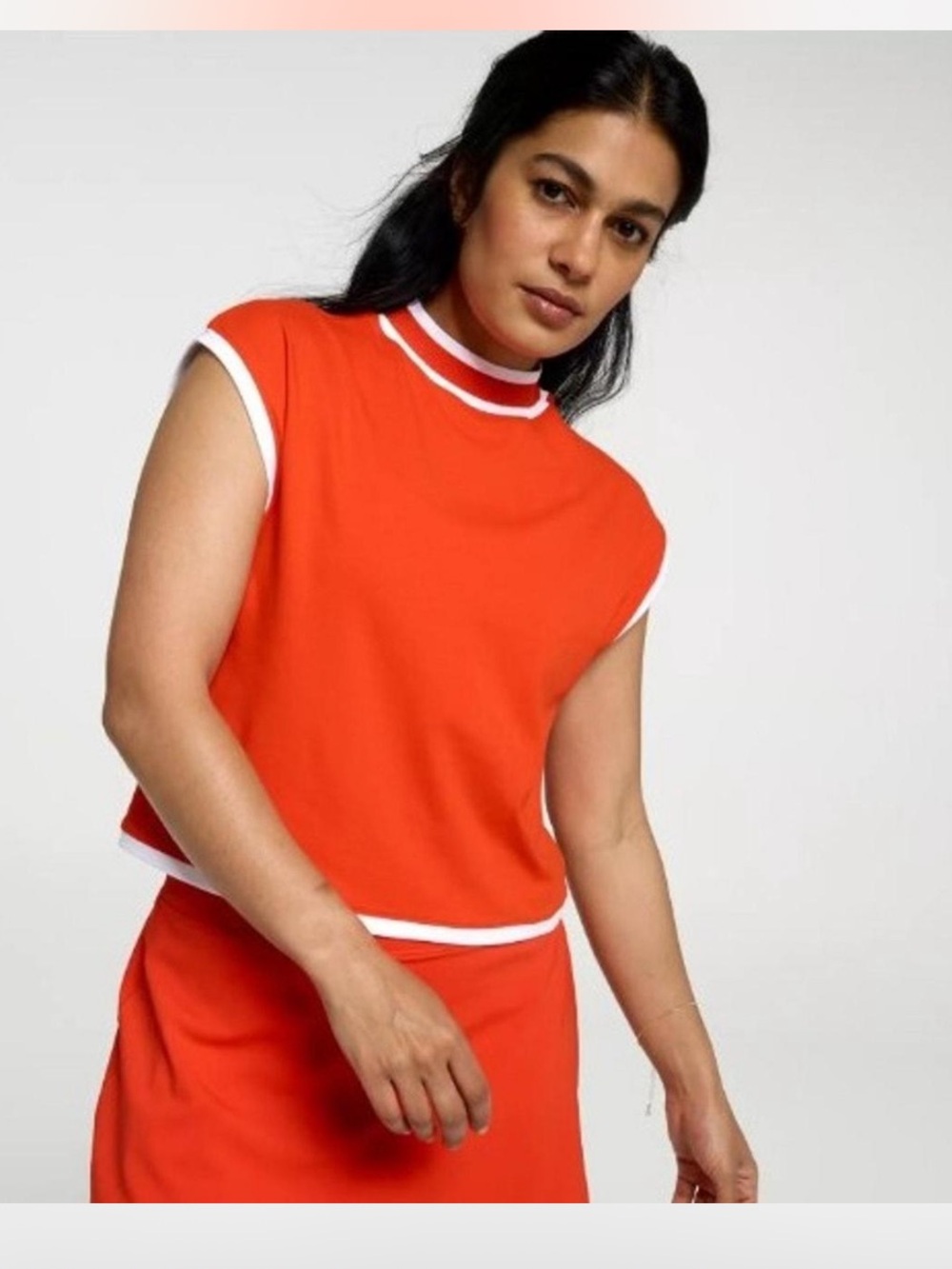 CALIA by Carrie Underwood Orange Athletic Shorts Set with White Trim